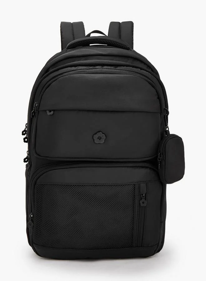 Missy Solid Backpack With Pouch