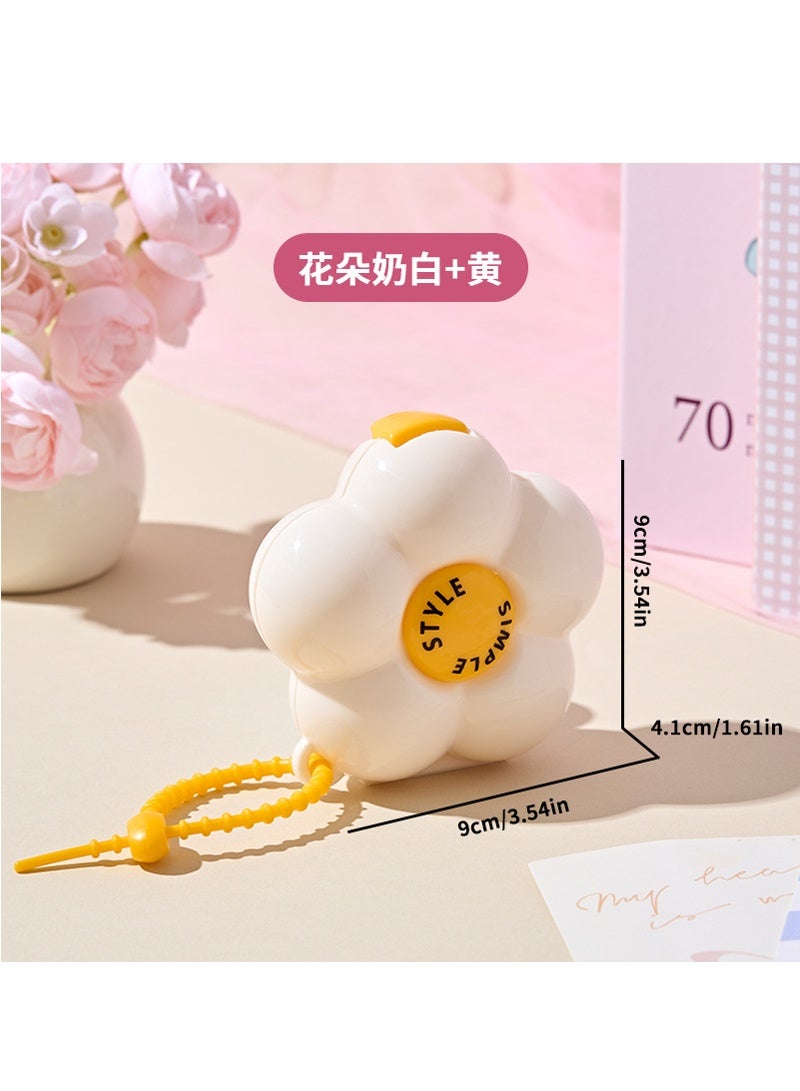 لبونير منظم حبوب منع الحمل الأسبوعي، علبة حبوب منع الحمل اللطيفة لمدة 7 أيام، منظم الفيتامينات اليومي لزيت السمك/الأدوية/المكملات الغذائية （أبيض وأصفر） - Image 2