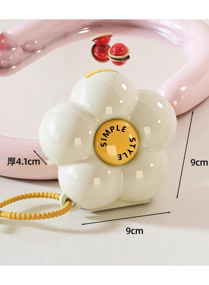 لبونير منظم حبوب منع الحمل الأسبوعي، علبة حبوب منع الحمل اللطيفة لمدة 7 أيام، منظم الفيتامينات اليومي لزيت السمك/الأدوية/المكملات الغذائية （أبيض وأصفر） - Image 3