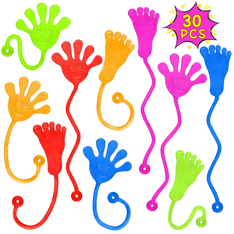 PICcircuit Sticky Hands Bulk 30 PCS Party Favors for Kids 48812 Year Stretchy Sticky Hand Feet Goodie Bags Stuffers for Kids Classroom Prizes Easter Basket Stuffers Birthday Trinkets Slap Hand - Image 3