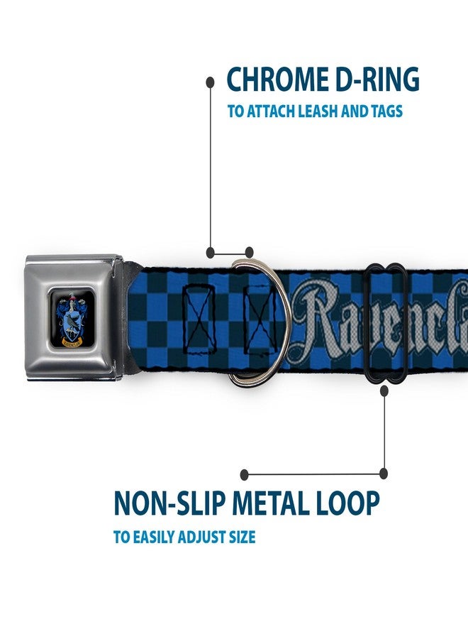 Buckle Down Warner Bros. Pet Collar, Dog Collar Metal Seatbelt Buckle, Harry Potter Ravenclaw Checker Blues Grays, 15 to 24 Inches 1.0 Inch Wide - Image 5