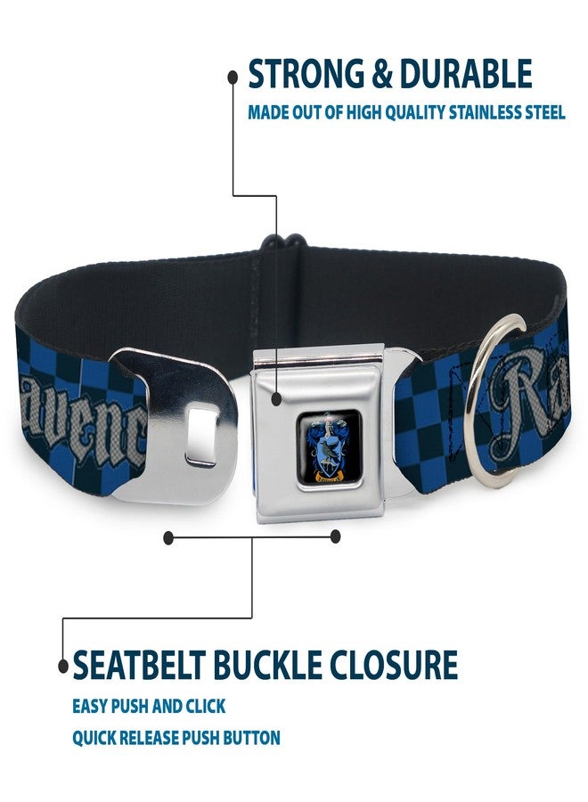 Buckle Down Warner Bros. Pet Collar, Dog Collar Metal Seatbelt Buckle, Harry Potter Ravenclaw Checker Blues Grays, 15 to 24 Inches 1.0 Inch Wide - Image 4