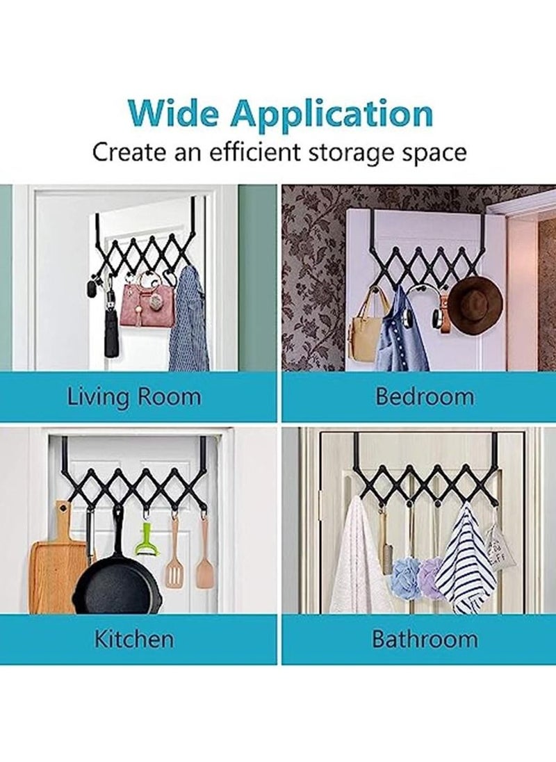 null - Door Hooks Rack- Over the Door Hanger Hooks Coat Racks for Bathroom Towel Hook Over the Door Coat Rack Back of Door Hooks for Hanging Clothes Hanger Over Door Towel Hook Black - Image 1