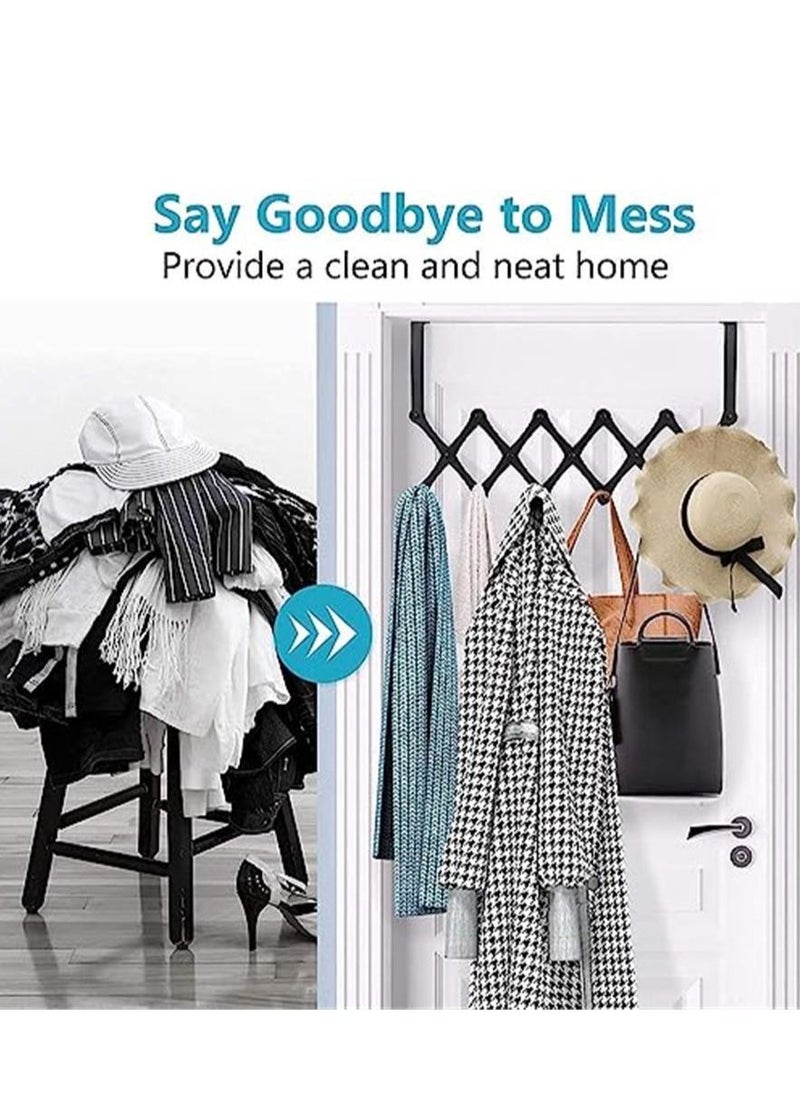 null - Door Hooks Rack- Over the Door Hanger Hooks Coat Racks for Bathroom Towel Hook Over the Door Coat Rack Back of Door Hooks for Hanging Clothes Hanger Over Door Towel Hook Black - Image 1