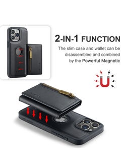 General 2 in 1 Clutch Wallet for Iphone 15 Pro Max, Vintage Slim Leather Case Magnetic Detachable Tri-Fold Wallet, Leather Case with Card Holder Pocket Slim Case  - Image 5