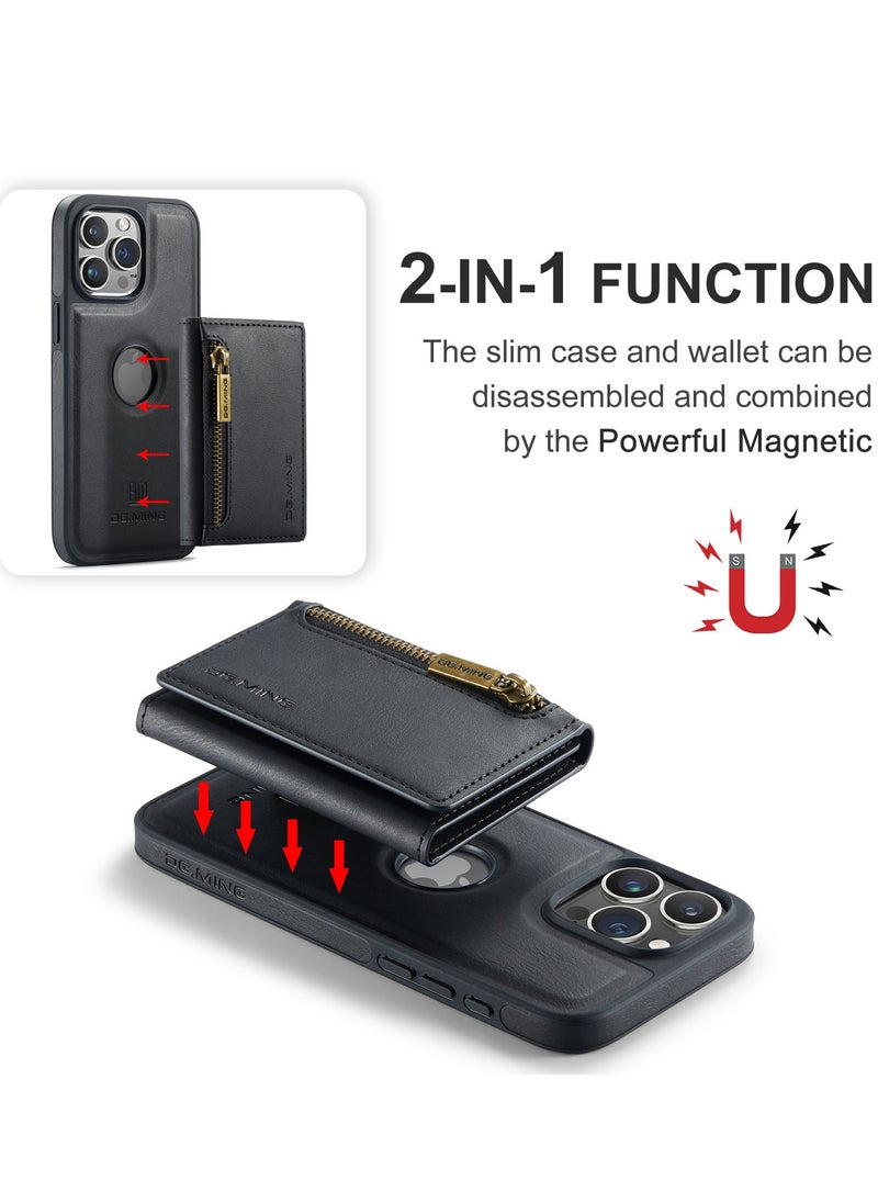 General 2 in 1 Clutch Wallet for Iphone 15 Pro Max, Vintage Slim Leather Case Magnetic Detachable Tri-Fold Wallet, Leather Case with Card Holder Pocket Slim Case  - Image 5