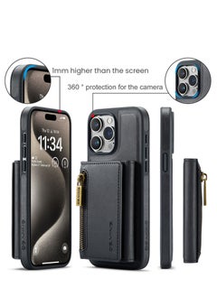 General 2 in 1 Clutch Wallet for Iphone 15 Pro Max, Vintage Slim Leather Case Magnetic Detachable Tri-Fold Wallet, Leather Case with Card Holder Pocket Slim Case  - Image 2