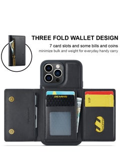 General 2 in 1 Clutch Wallet for Iphone 15 Pro Max, Vintage Slim Leather Case Magnetic Detachable Tri-Fold Wallet, Leather Case with Card Holder Pocket Slim Case  - Image 3
