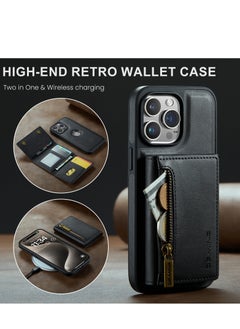 General 2 in 1 Clutch Wallet for Iphone 15 Pro Max, Vintage Slim Leather Case Magnetic Detachable Tri-Fold Wallet, Leather Case with Card Holder Pocket Slim Case  - Image 4