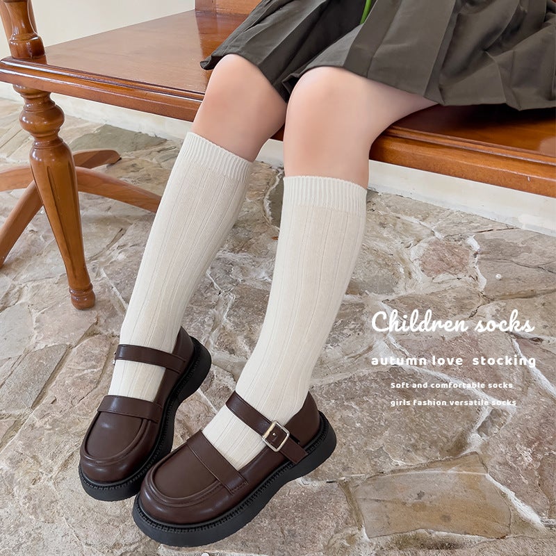 Children'S Socks Breathable Boys And Girls Korean Style Solid Color Thick Stripe Double Needle Baby Mid-Calf Cotton Socks Factory - Image 5