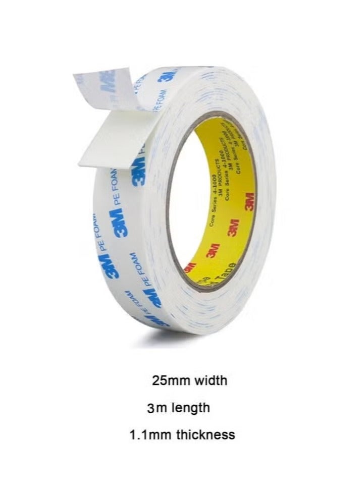 3M Double Sided Tape 2.5cm*3meter, Mounting Tape Heavy Duty, Removeable PE Foam Tape Strips, Strong Adhesive Tape Waterproof Free Damage for Paint Wall Picture Hanging Poster - Image 2