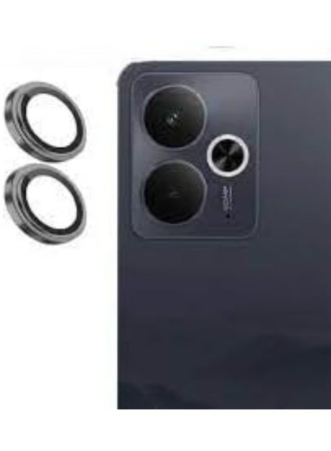 واقي عدسة كاميرا لهاتف Realme 14T، بتصميم حلقة معدنية، وغطاء شاشة من الزجاج المقسّى، وحماية كاملة (أسود) - Image 1