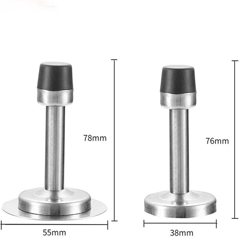 Stainless Steel Door Stopper Wall Mounted Rubber Holder Catch Floor Fitting Screws White - Image 4