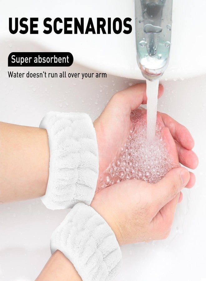 MOLOPPO 4 Pcs Soft Microfiber Wrist Bands for Washing Face, Towel Bands，Prevent Water Spills, Reusable Face Washing Accessories for Women(Pink+Grey - Image 2