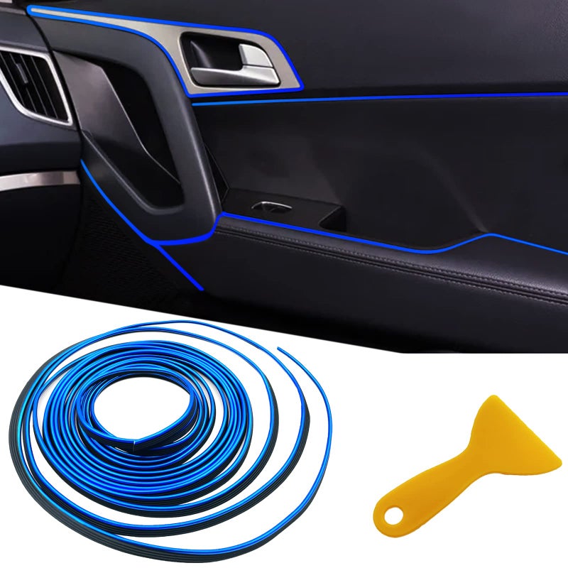 OSIFIT Car Interior Trim StripsUniversal 33ft Car Electroplating Decoration Styling Door Dashboard Flexible Interior Trim Accessories with Installing ToolBlue - Image 2