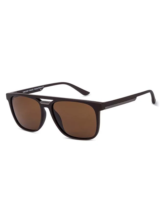 VINCENT CHASE Mirage Full Rim Wayfarer Frame Polarized & UV Protected Sunglasses VCS12644 - 57mm - Brown