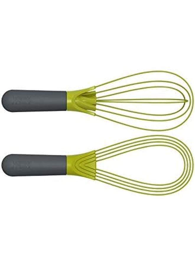 جوزيف جوزيف 10539 مخفقة ملتوية 2 في 1 بالون قابل للطي ومخفقة مسطحة سلك فولاذي مطلي بالسيليكون رمادي أخضر مقاس واحد - Image 2