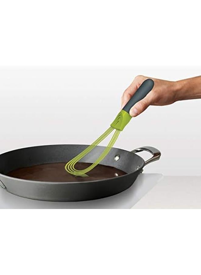 جوزيف جوزيف 10539 مخفقة ملتوية 2 في 1 بالون قابل للطي ومخفقة مسطحة سلك فولاذي مطلي بالسيليكون رمادي أخضر مقاس واحد - Image 4