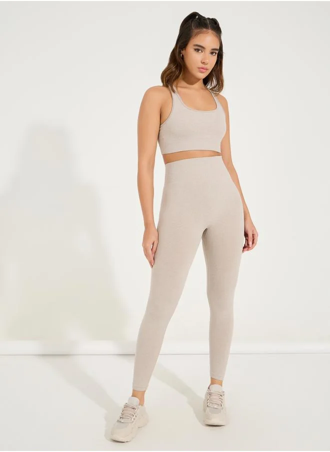 Styli Melange Racerback Sports Bra & Leggings Set