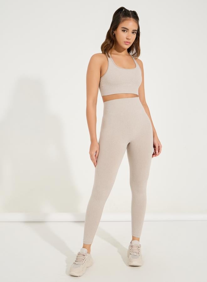 Styli Melange Racerback Sports Bra & Leggings Set - Image 1