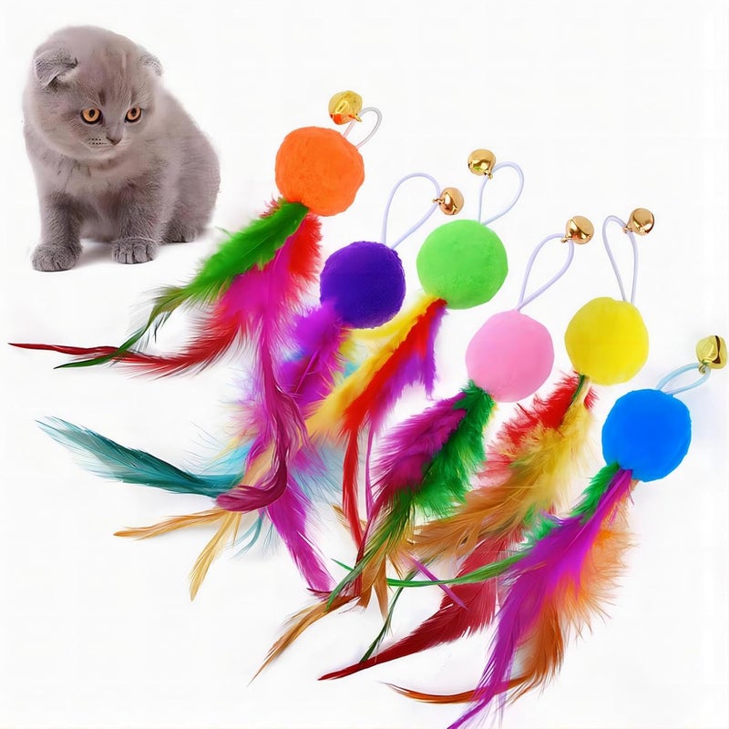 Sunkizzrs ® Cat Toys - Interactive Toy Set with Retractable Teaser Wands and Feather Toys - Activity Toys to Exercise Cats and Kittens (Only 6 Feather Balls Replace Heads) - Image 1