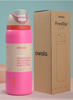 Owala Owala FreeSip Insulated Stainless Steel Water Bottle with Straw for Sports and Travel, BPA-Free, 32oz, Rose red  - Image 1