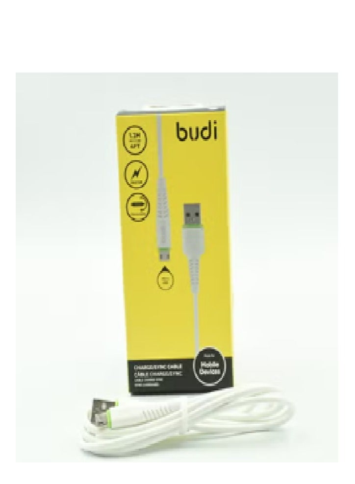 بودي كابل شحن ومزامنة بيانات Micro USB باللونين الأبيض والأخضر — الحل الأمثل لجميع احتياجات الشحن ونقل البيانات - Image 1