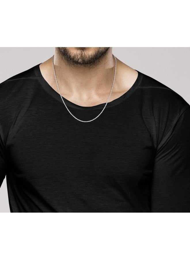 Miabella Solid 925 Sterling Silver Italian 2mm, 3mm Diamond-Cut Braided Rope Chain Necklace for Men Women Made in Italy (2mm, Length 22 Inches) - Image 2