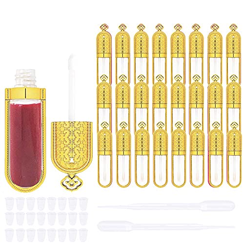 COSIDEA 24 PCS Refillable Empty 5ml GOLD Crown Lip Gloss Tubes with WandCute Lipgloss Containers DIY Lip Gloss Making Kit Container Bulk Wholesale - Image 1
