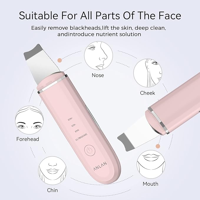 ANLAN Skin Scrubber ANLAN Ultrasonic EMS Ion Exfoliating Device Face Cleanser and Blackhead Remover Pores Cleaning Wrinkle Remover Comedone Extractor Skin Care with 4 Modes USB Rechargeable - Image 4