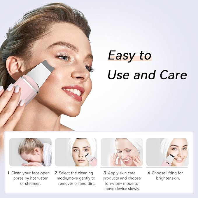 ANLAN Skin Scrubber ANLAN Ultrasonic EMS Ion Exfoliating Device Face Cleanser and Blackhead Remover Pores Cleaning Wrinkle Remover Comedone Extractor Skin Care with 4 Modes USB Rechargeable - Image 5