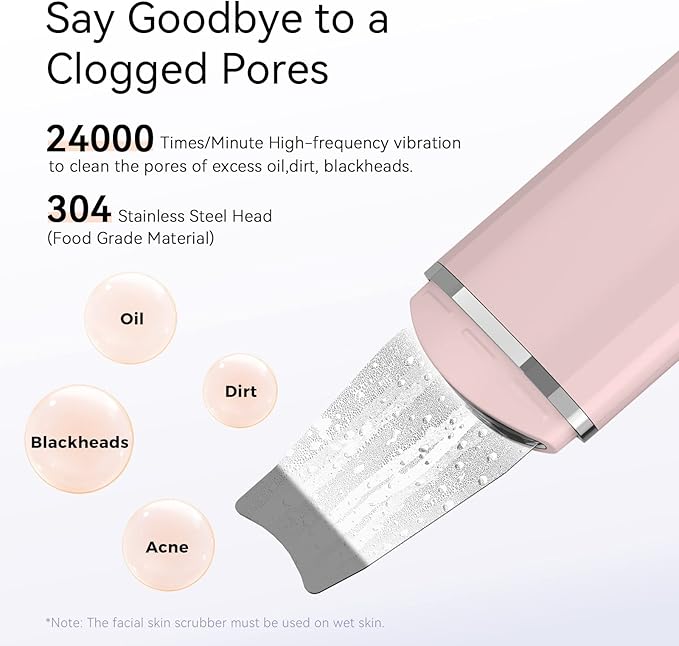 ANLAN Skin Scrubber ANLAN Ultrasonic EMS Ion Exfoliating Device Face Cleanser and Blackhead Remover Pores Cleaning Wrinkle Remover Comedone Extractor Skin Care with 4 Modes USB Rechargeable - Image 3
