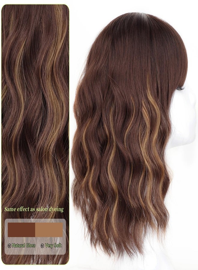 AISI HAIR Curly Bob Wig with Bangs Short Wavy Chestnut Mixed Dark Brown Color Wigs for Women Bob Style Synthetic Heat Resistant Bob Wigs - Image 3