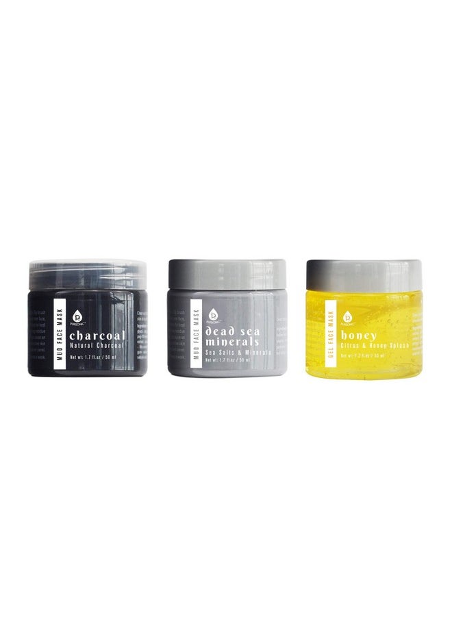 Pursonic - | 3Pack 15Minute Facial Therapy Mud Face Mask With Mask Applicator For Hydrating & Revitalizing Skin Includes Dead Sea Minerals Honey Mask And Charcoal - Image 1