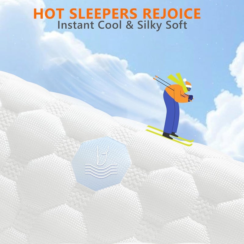 UYWO Cooling Memory Foam Pillows Firm and Soft, King Size 1 Pack, Original Adjustable Pillows for Side, Back or Stomach Sleepers with Removable Washable Cover - Image 4