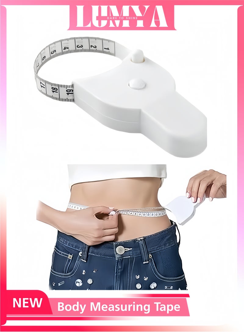 لوميا شريط قياس الجسم الأوتوماتيكي مع آلية قفل وزر دفع، متر قياس الجسم القابل للسحب لقياسات الجسم،شريط قياس،  قياس دقيق للجسم لفقدان الوزن والخياطة والتفصيل واللياقة البدنية (أبيض) - Image 1