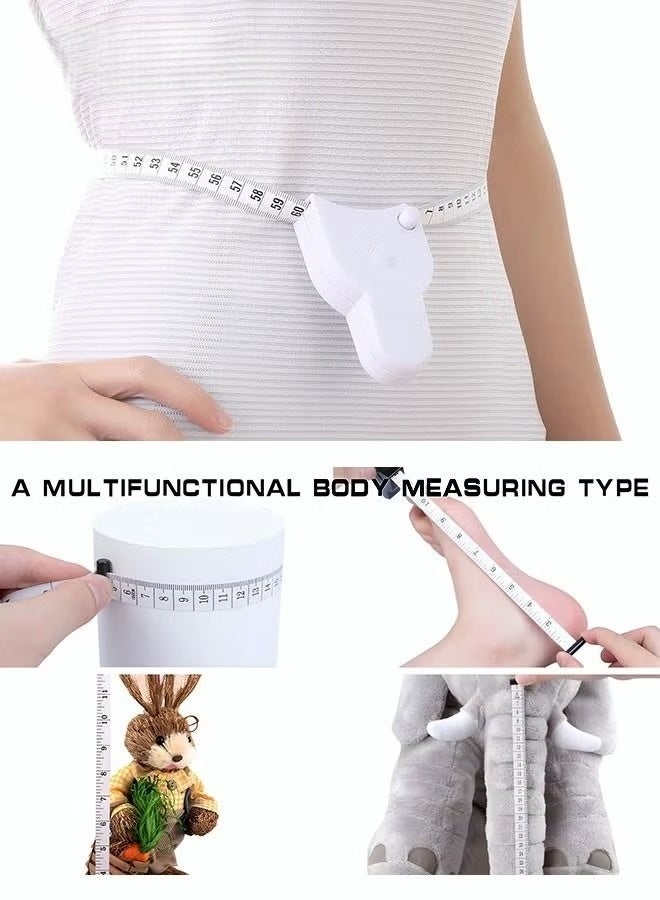 لوميا شريط قياس الجسم الأوتوماتيكي مع آلية قفل وزر دفع، متر قياس الجسم القابل للسحب لقياسات الجسم،شريط قياس،  قياس دقيق للجسم لفقدان الوزن والخياطة والتفصيل واللياقة البدنية (أبيض) - Image 4