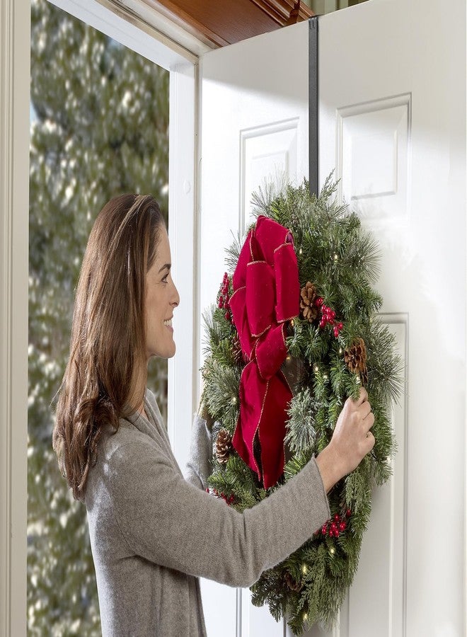 Haute Decor Adapt Adjustable Wreath Hanger, Top & Length Adjustable Version, Matte Black - Strong Over The Door Wreath Hanger for Various Door Sizes - Image 3