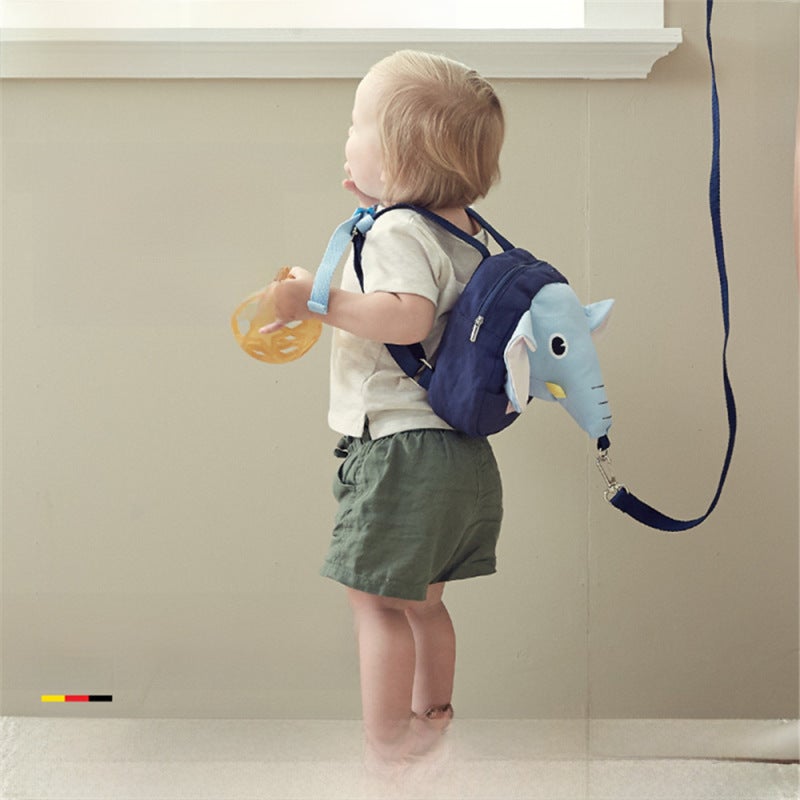 Baby Anti-loss Backpack Baby Elephant Anti-loss Rope Belt Children's Kindergarten Shoulder Small Schoolbag Traction Rope Bracelet(Pink) - Image 2