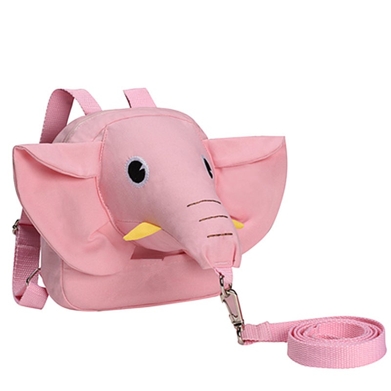Baby Anti-loss Backpack Baby Elephant Anti-loss Rope Belt Children's Kindergarten Shoulder Small Schoolbag Traction Rope Bracelet(Pink) - Image 1
