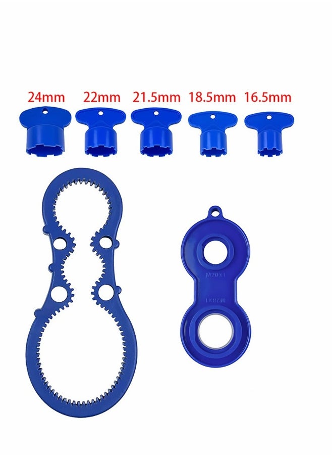 Generic - Aerator Key, Faucet Removal Tools, Wrench with Shell Removal Tool, Replacement Cache Aerators for Sink M 16.5, 18.5, 21.5, 22, 24 mm Tap Flow Restrictor - Image 1