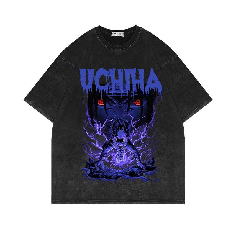 Make T-Shirt Huo Ying Washed Old Animation Cartoon Retro High Street T Print American Short Sleeve Cotton - Image 2