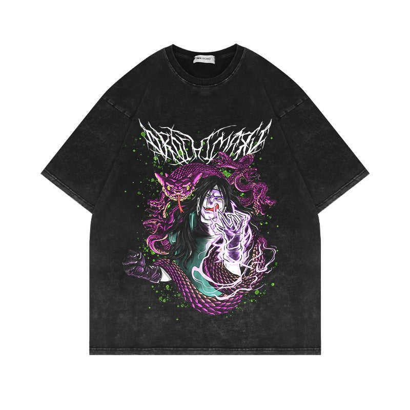 Make T-Shirt Huo Ying Washed Old Animation Cartoon Retro High Street T Print American Short Sleeve Cotton - Image 4