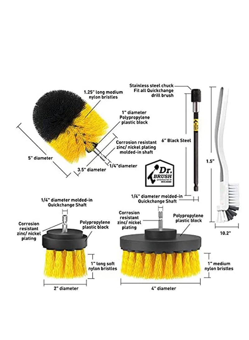 Zikra Drill Brush Attachments Set Power Scrubber Cleaning Brush Bathroom Scrub Brushes Corners Cleaning Brush kit with Extend Long Attachment for Grout, Floor, Tub, Shower, Tile, Kitchen - Image 2