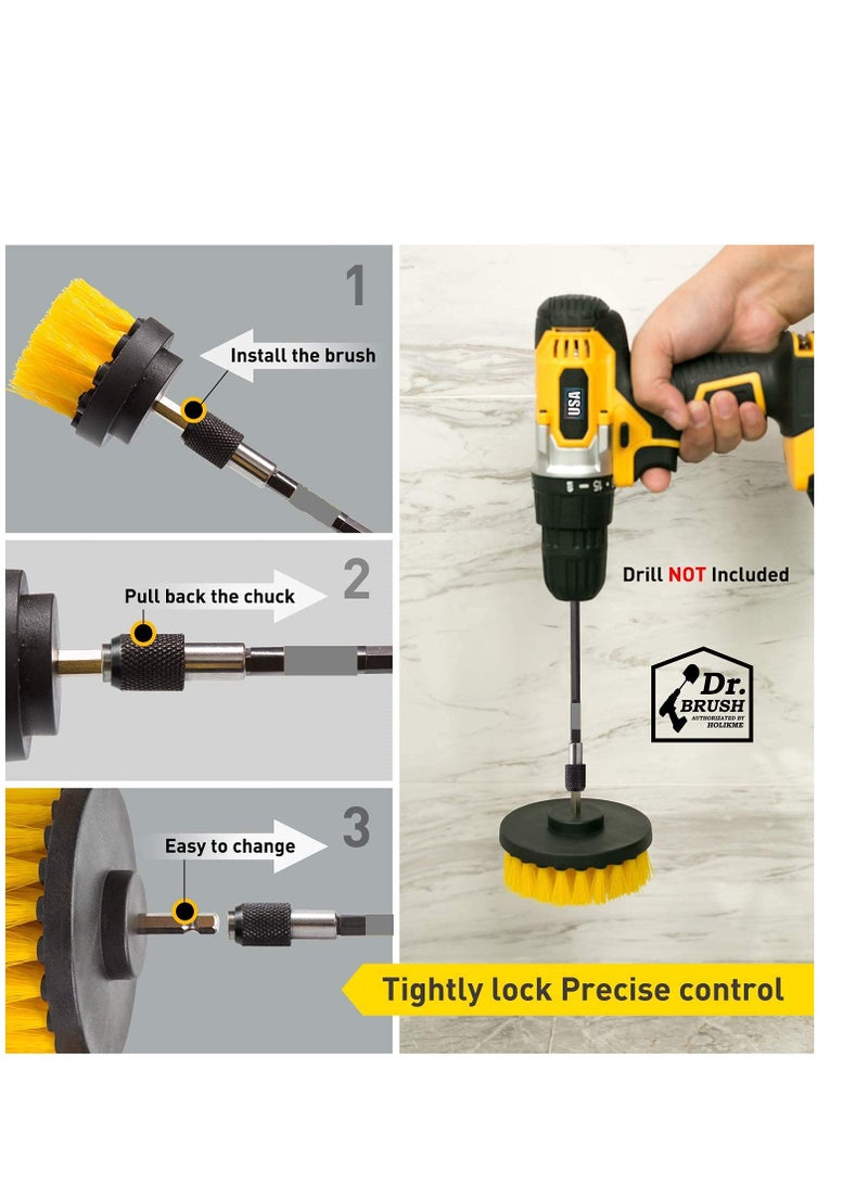 Zikra Drill Brush Attachments Set Power Scrubber Cleaning Brush Bathroom Scrub Brushes Corners Cleaning Brush kit with Extend Long Attachment for Grout, Floor, Tub, Shower, Tile, Kitchen - Image 5