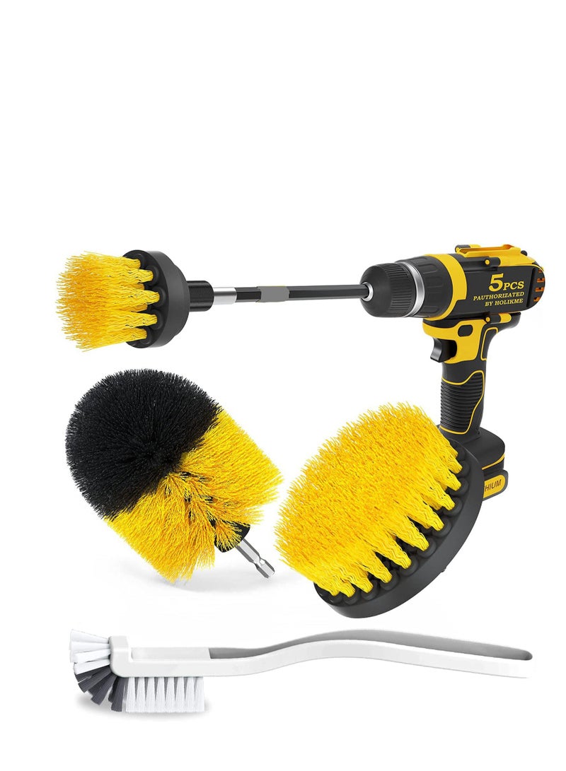 Zikra Drill Brush Attachments Set Power Scrubber Cleaning Brush Bathroom Scrub Brushes Corners Cleaning Brush kit with Extend Long Attachment for Grout, Floor, Tub, Shower, Tile, Kitchen - Image 1