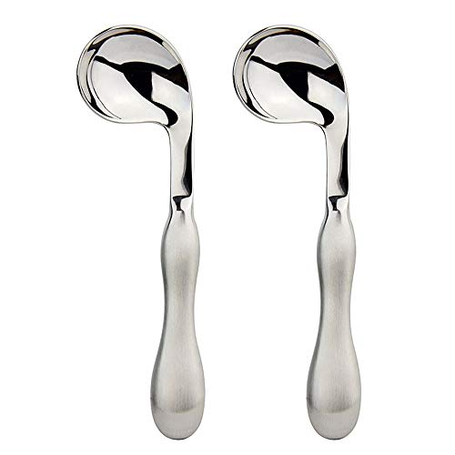 ZYER Adaptive Utensils 2pcs Curved Spoon Set Right Handed Angled Spoons Cutlery Utensil Stainless Steel Eating Silverware for Hand Tremors, Arthritis, Parkinson's or Elderly Use - Image 1