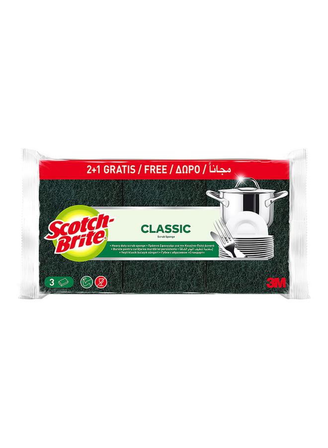 Scotch Brite 3-Piece Heavy Duty Classic Flat Laminate Scrub Sponge Yellow and Green - Image 1