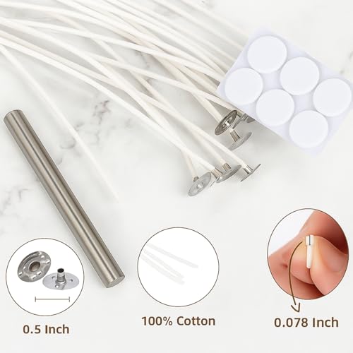 R Wellness Candle Making Kit – 50 Cotton Wicks (4 Inch), 50 Wick Stickers, 10 Wooden Wick Holders & 10 Warning Stickers | DIY Candle Making Supplies Set - Image 5