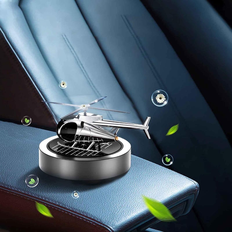 cheekyglo Solar Helicopter Car Aromatherapy Decor, Solar Energy Rotating Helicopter Design Aromatherapy Diffuser Car Air Freshener Essential Oil Diffuser Small Aromatherapy for Car Office - Image 3